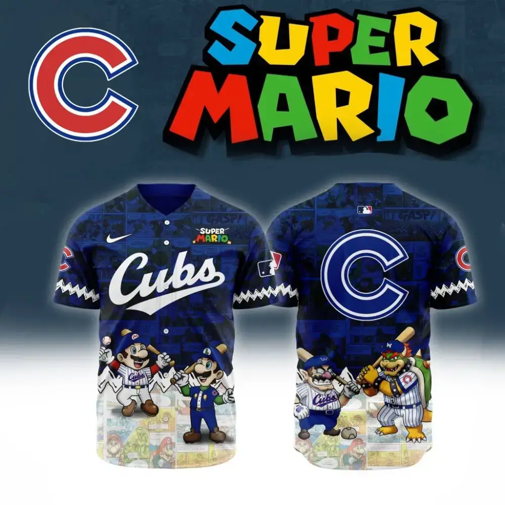 Premium Mlb Chicago Cubs X Super Mario Custom Baseball Jersey Image