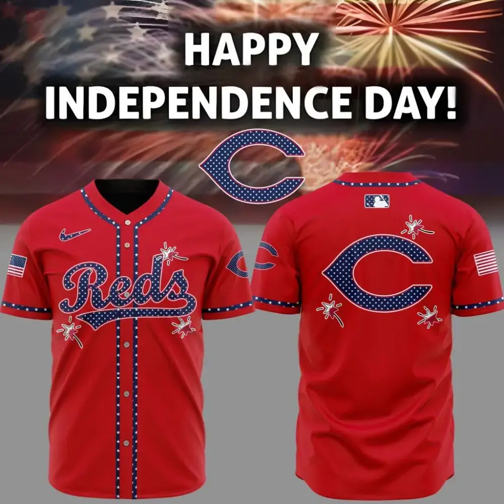 Premium Mlb Cincinnati Reds Happy Independence Day Custom Baseball Jersey Image