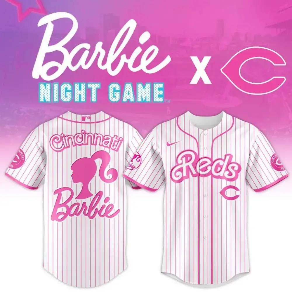 Premium Mlb Cincinnati Reds X Barbie Custom Baseball Jersey Image
