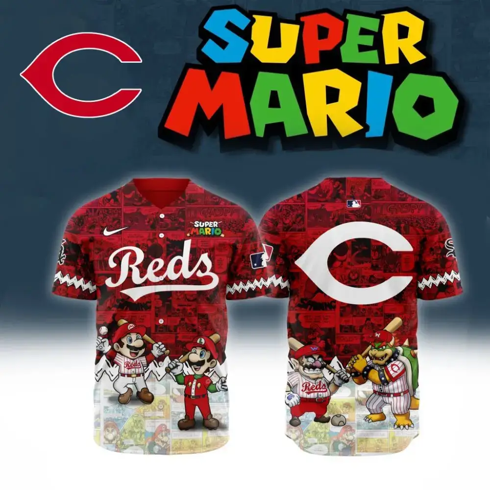 Premium Mlb Cincinnati Reds X Super Mario Custom Baseball Jersey Image