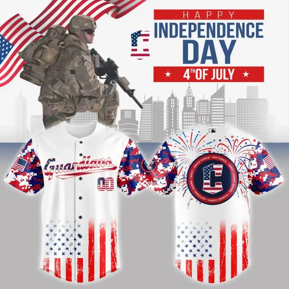 Premium Mlb Cleveland Guardians Special The 4Th Of July Military Custom Baseball Jersey Image