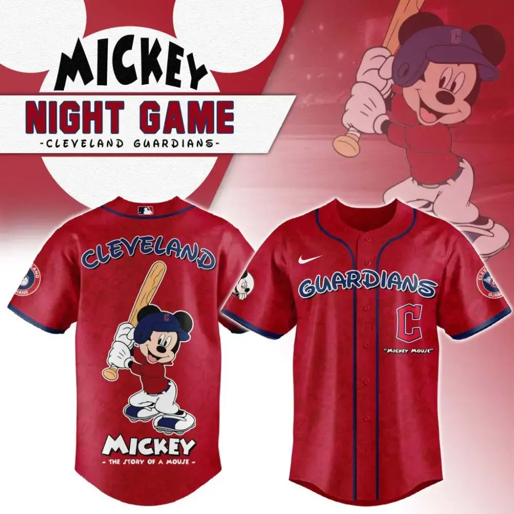 Premium Mlb Cleveland Guardians X Mickey Mouse Custom Baseball Jersey Image