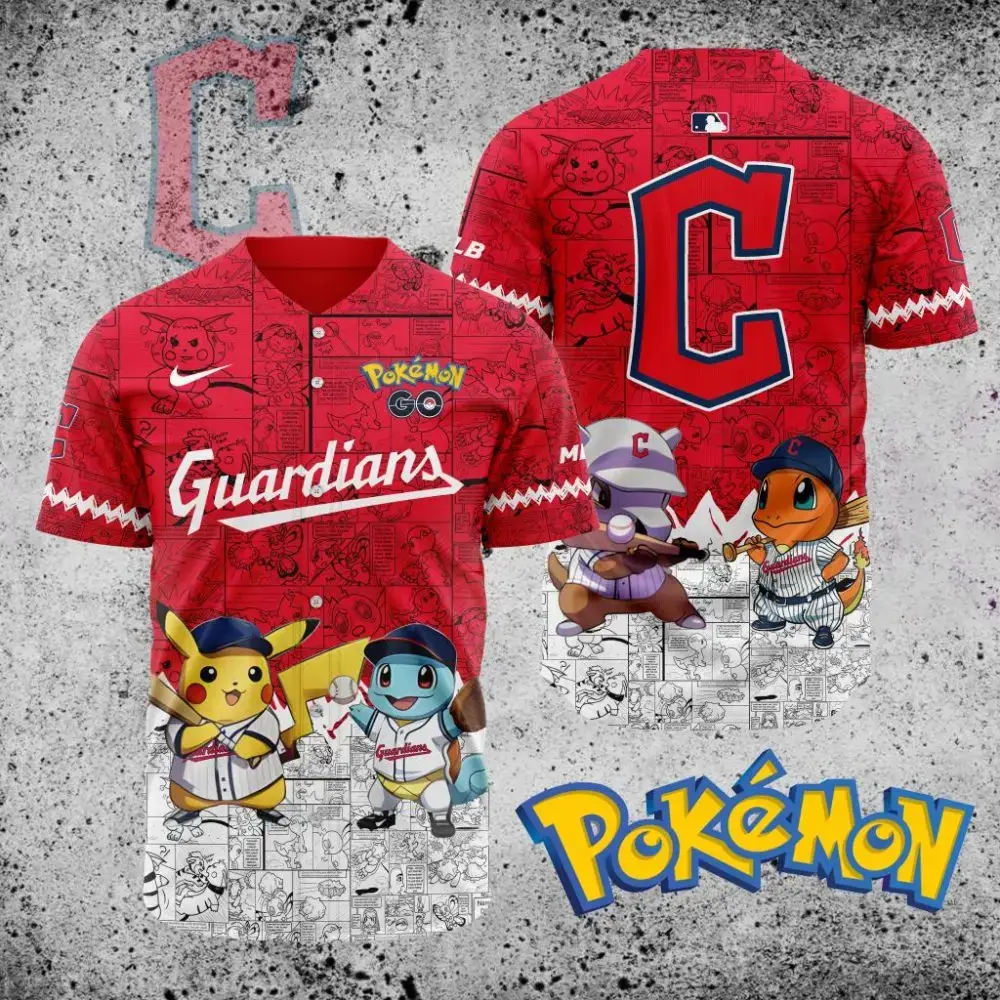 Premium Mlb Cleveland Guardians X Pokemon Custom Baseball Jersey Image