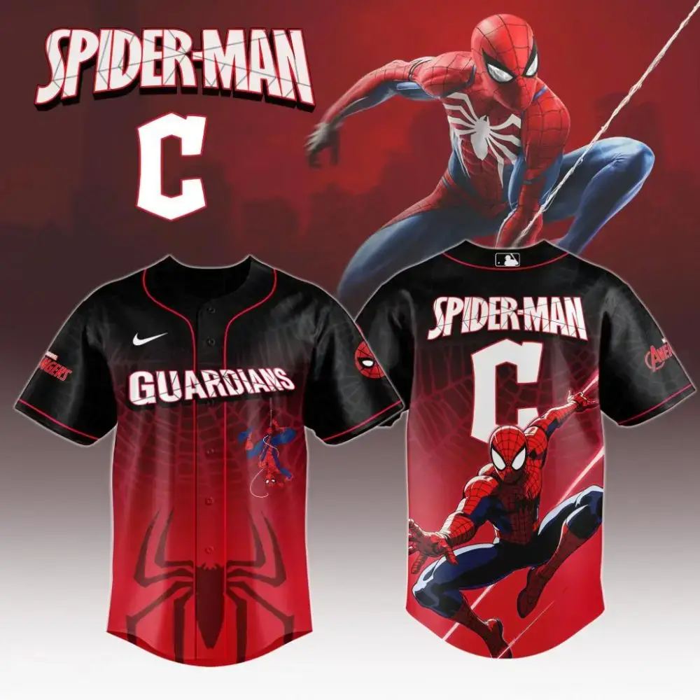 Premium Mlb Cleveland Guardians X Spider-Man Custom Baseball Jersey Image