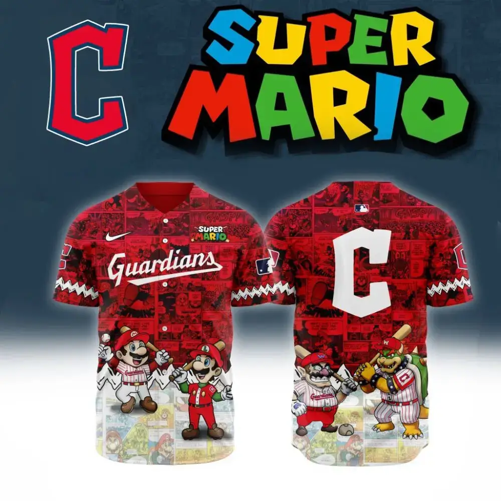 Premium Mlb Cleveland Guardians X Super Mario Custom Baseball Jersey Image