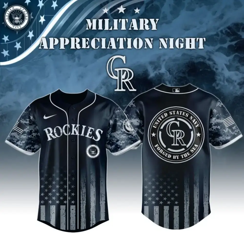 Premium Mlb Colorado Rockies Navy Military Appreciation Custom Baseball Jersey Image