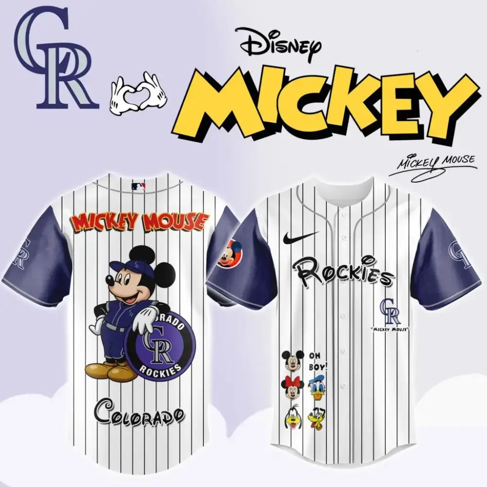 Premium Mlb Colorado Rockies X Mickey Mouse And Friends Custom Baseball Jersey Image
