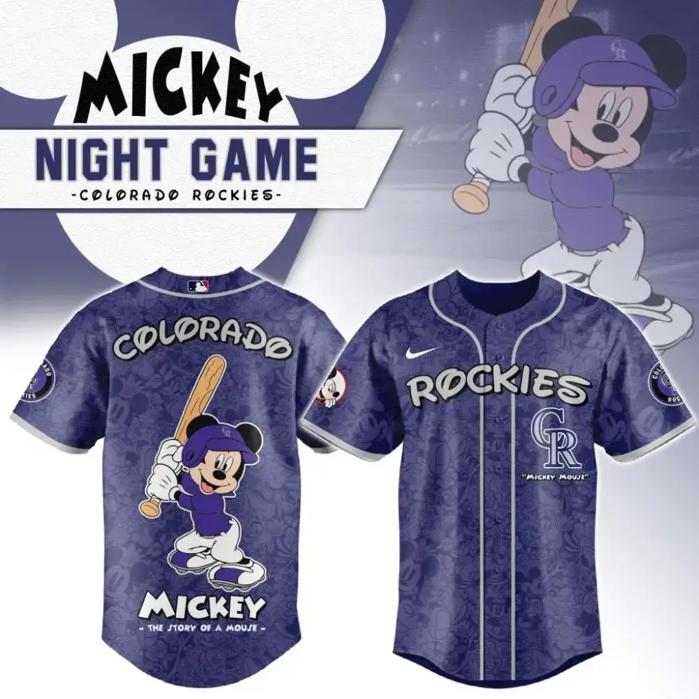 Premium Mlb Colorado Rockies X Mickey Mouse Custom Baseball Jersey Image