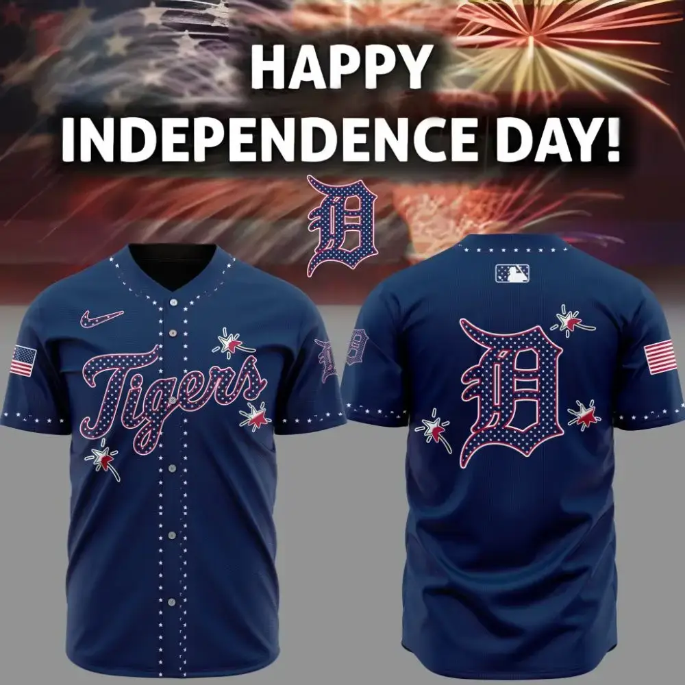 Premium Mlb Detroit Tigers Happy Independence Day Custom Baseball Jersey Image
