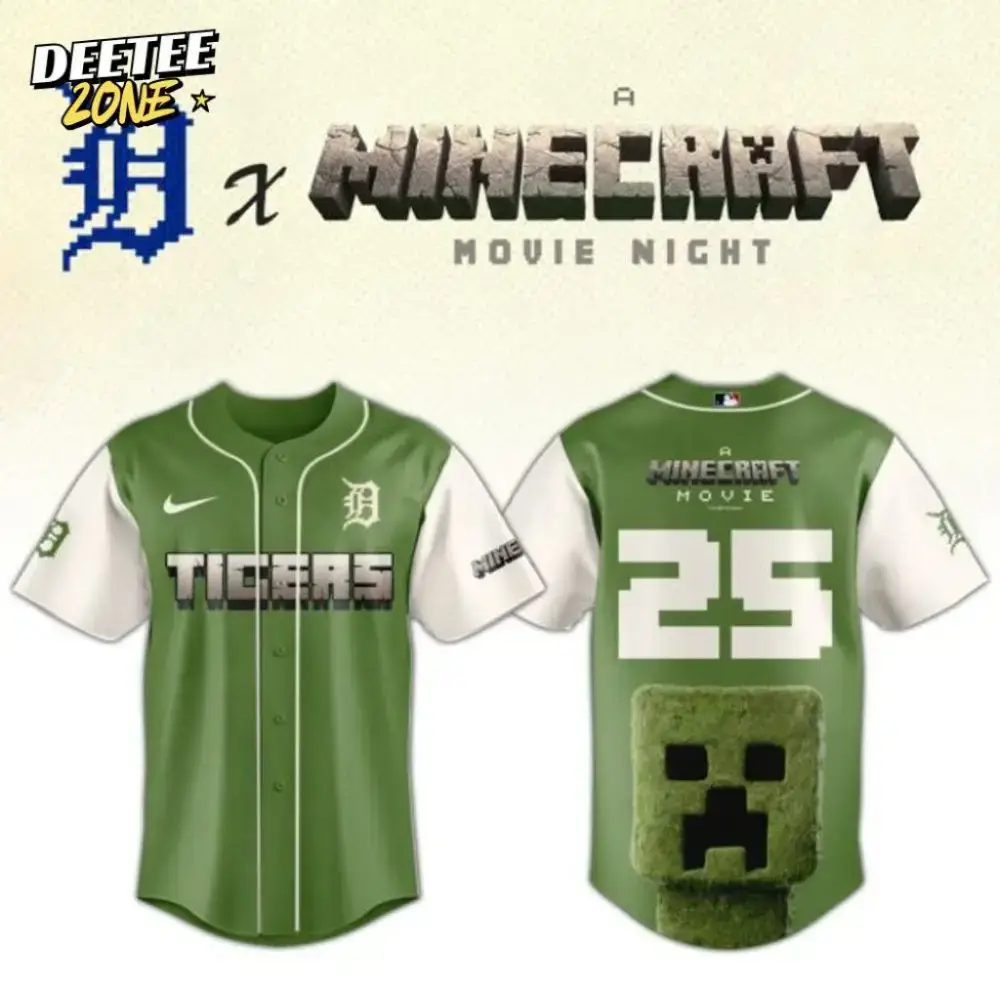 Premium Mlb Detroit Tigers X A Minecraft Movie Custom Baseball Jersey Image