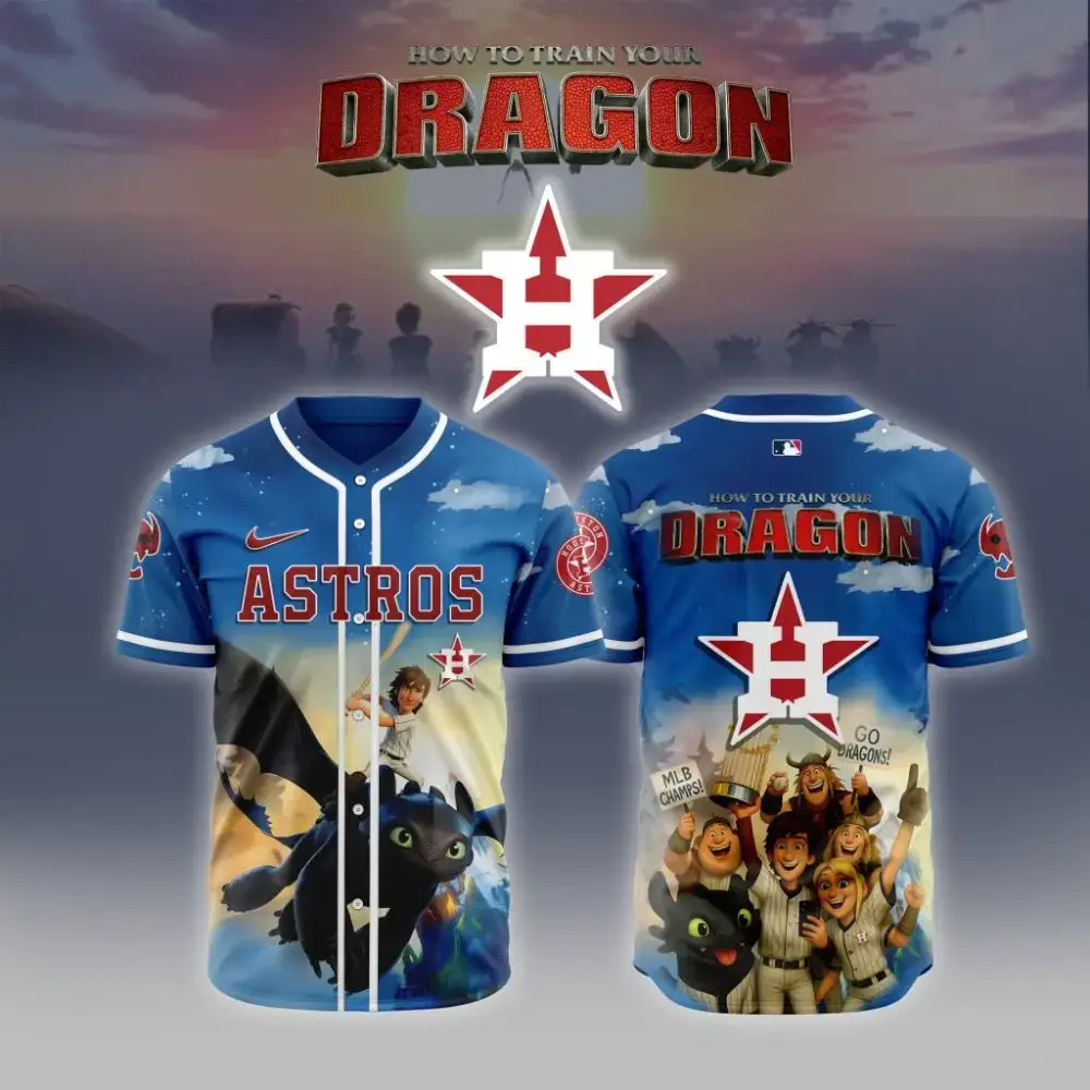 Premium Mlb Houston Astros X How To Train Your Dragon Custom Baseball Jersey Image