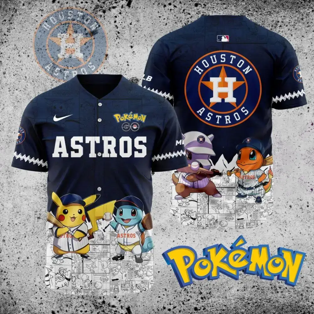 Premium Mlb Houston Astros X Pokemon Custom Baseball Jersey Image