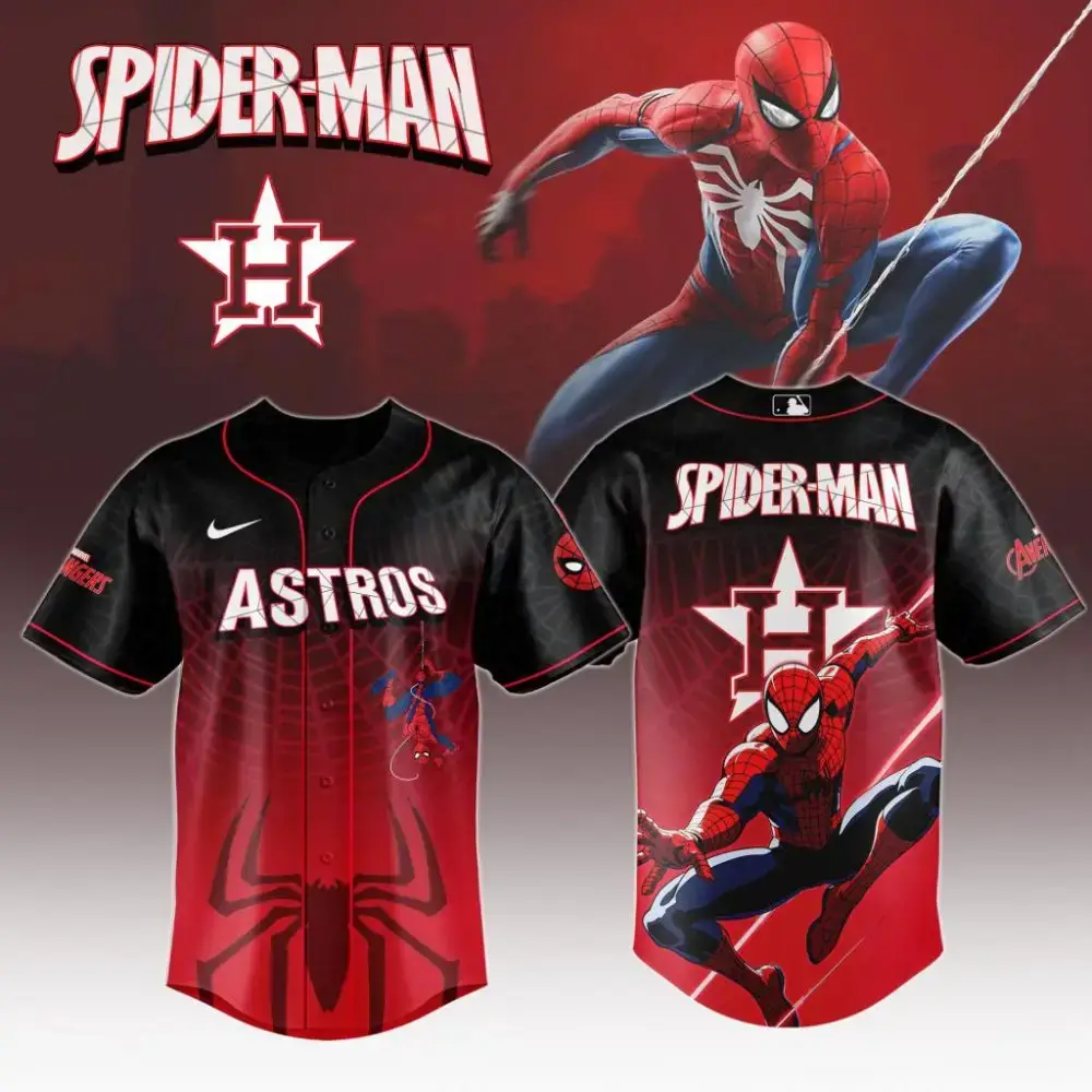Premium Mlb Houston Astros X Spider-Man Custom Baseball Jersey Image