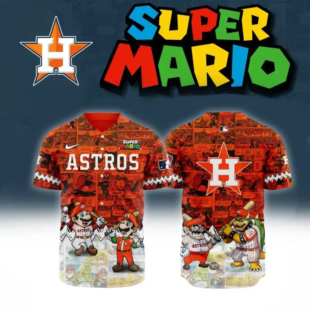 Premium Mlb Houston Astros X Super Mario Custom Baseball Jersey Image