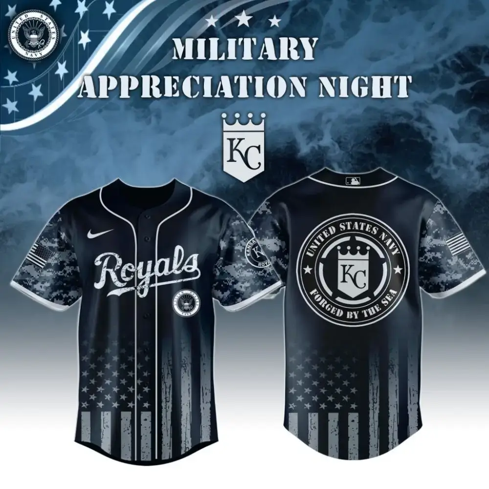 Premium Mlb Kansas City Royals Navy Military Appreciation Custom Baseball Jersey Image