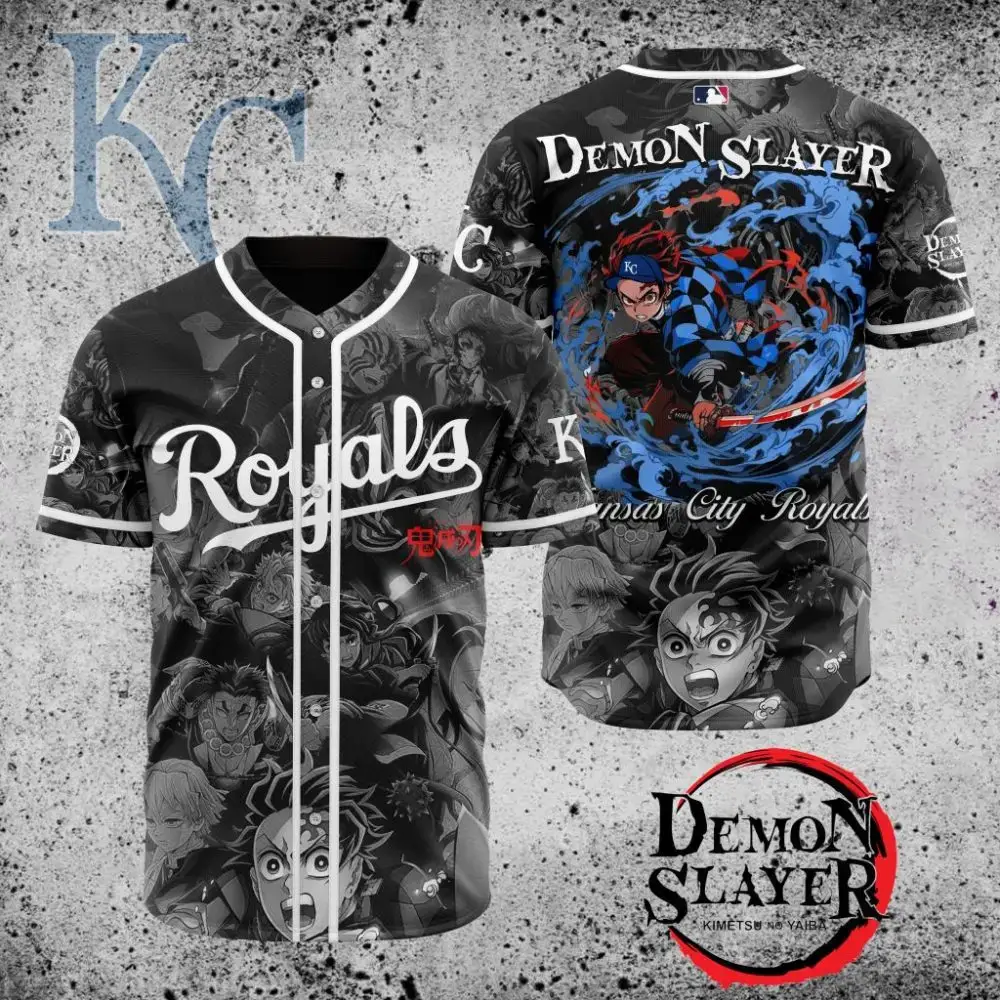 Premium Mlb Kansas City Royals X Demon Slayer Custom Baseball Jersey Image
