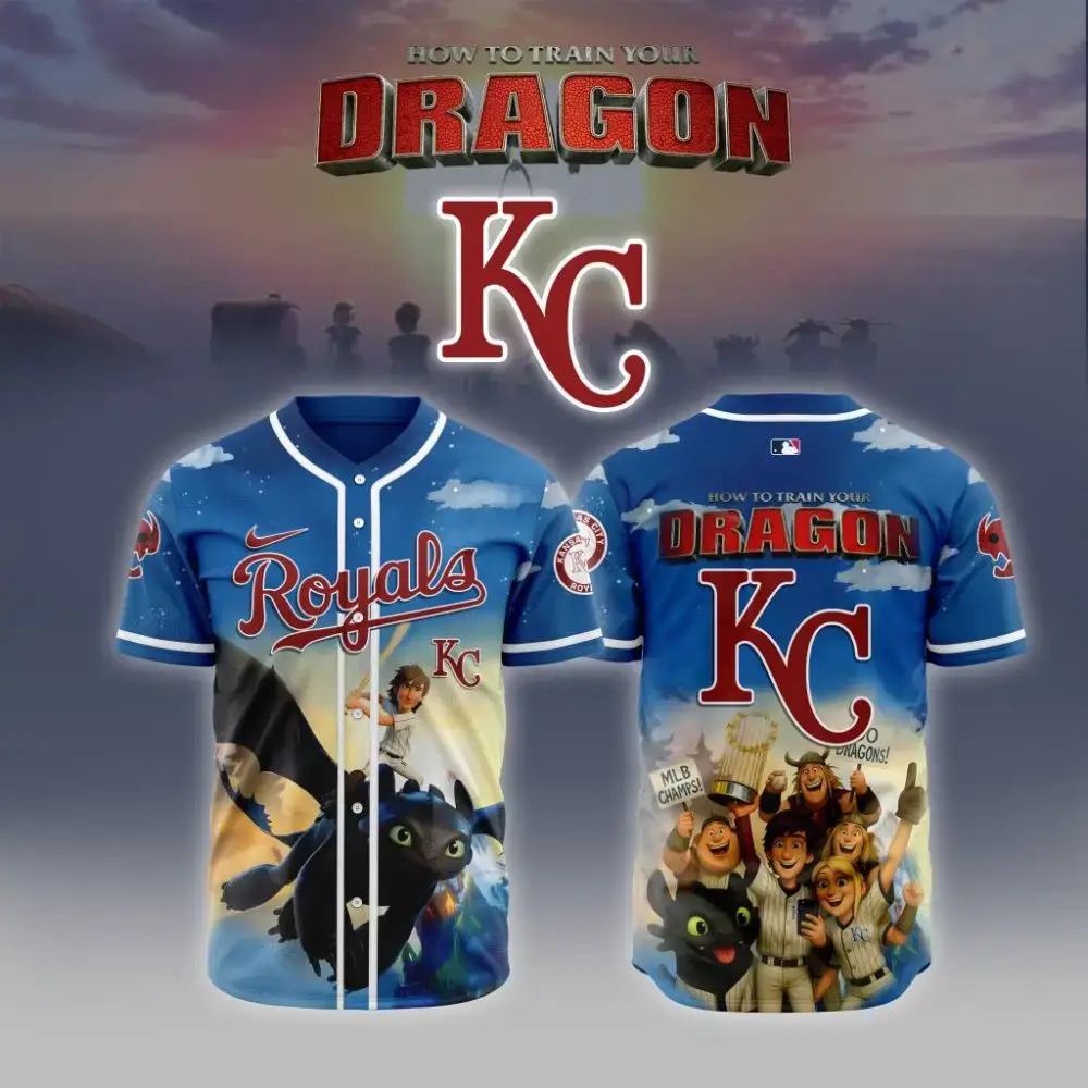Premium Mlb Kansas City Royals X How To Train Your Dragon Custom Baseball Jersey Image