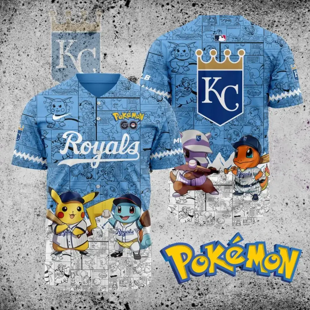 Premium Mlb Kansas City Royals X Pokemon Custom Baseball Jersey Image