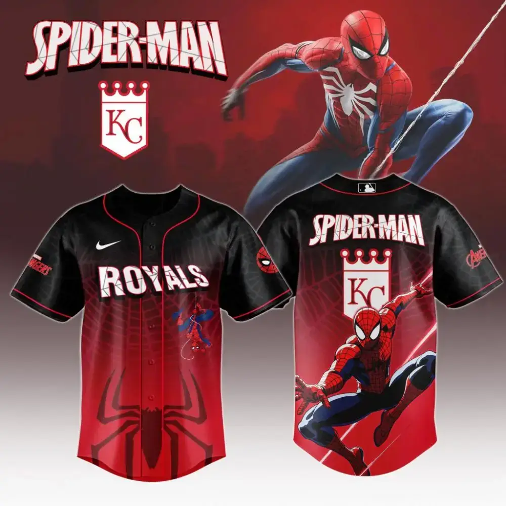 Premium Mlb Kansas City Royals X Spider-Man Custom Baseball Jersey Image