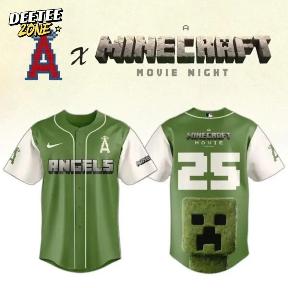 Premium Mlb Los Angeles Angels X A Minecraft Movie Custom Baseball Jersey Image