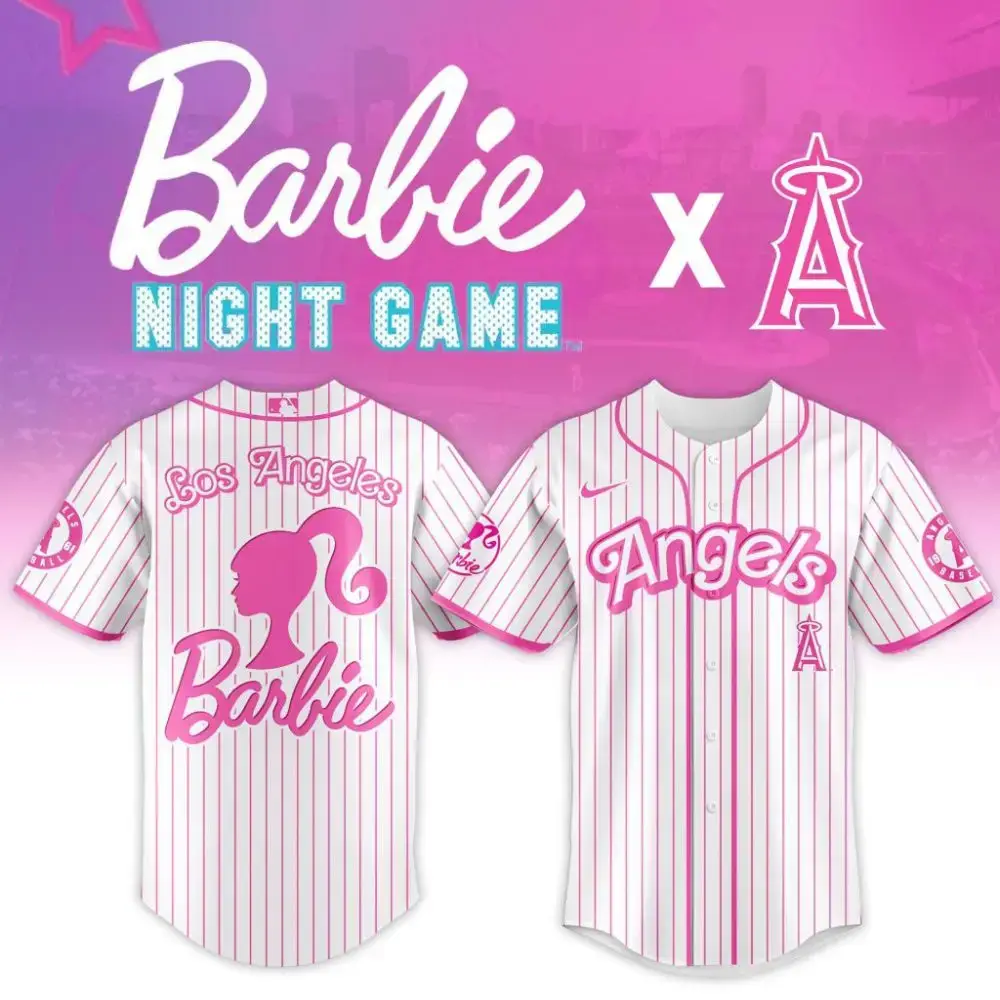 Premium Mlb Los Angeles Angels X Barbie Custom Baseball Jersey Image