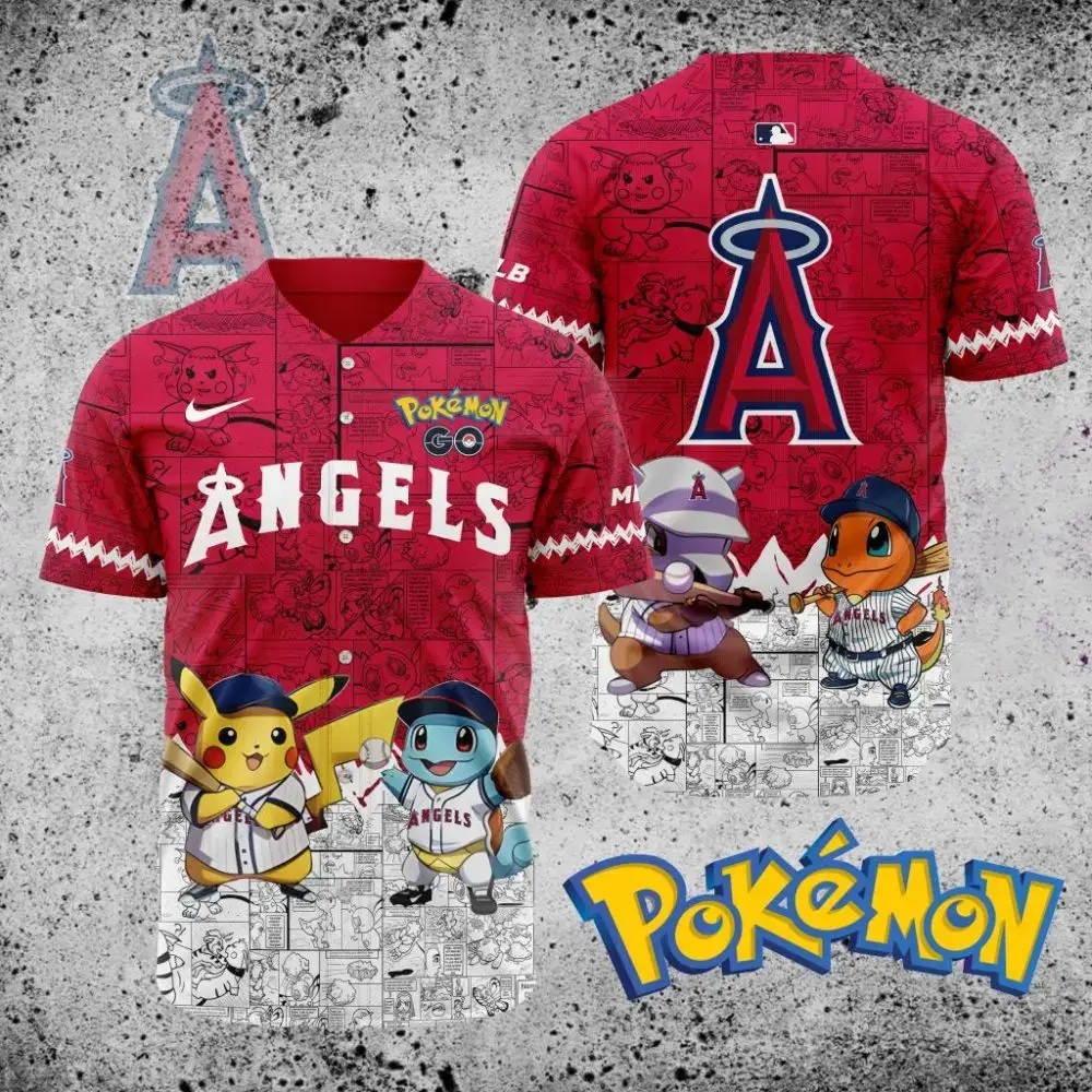 Premium Mlb Los Angeles Angels X Pokemon Custom Baseball Jersey Image