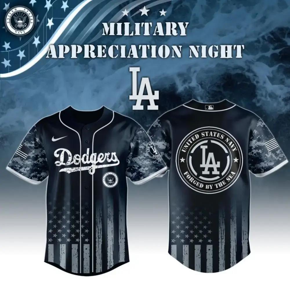 Premium Mlb Los Angeles Dodgers Navy Military Appreciation Custom Baseball Jersey Image