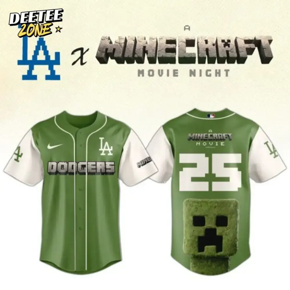 Premium Mlb Los Angeles Dodgers X A Minecraft Movie Custom Baseball Jersey Image