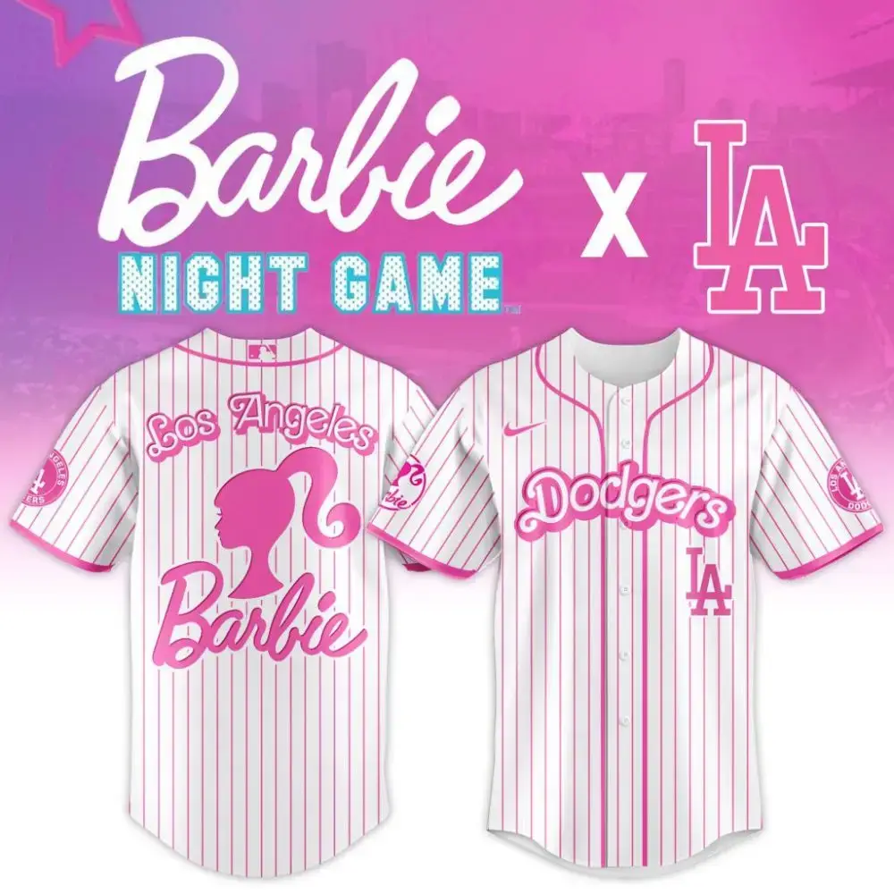 Premium Mlb Los Angeles Dodgers X Barbie Custom Baseball Jersey Image