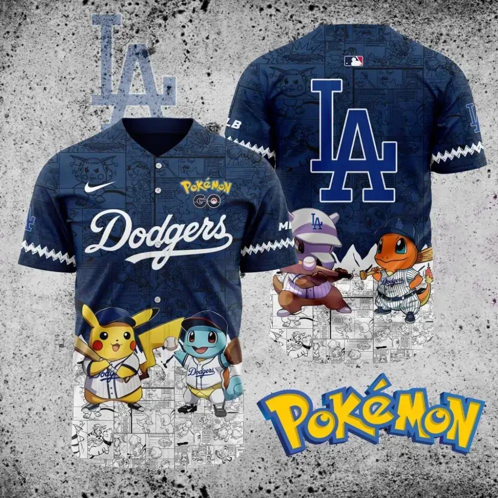 Premium Mlb Los Angeles Dodgers X Pokemon Custom Baseball Jersey Image