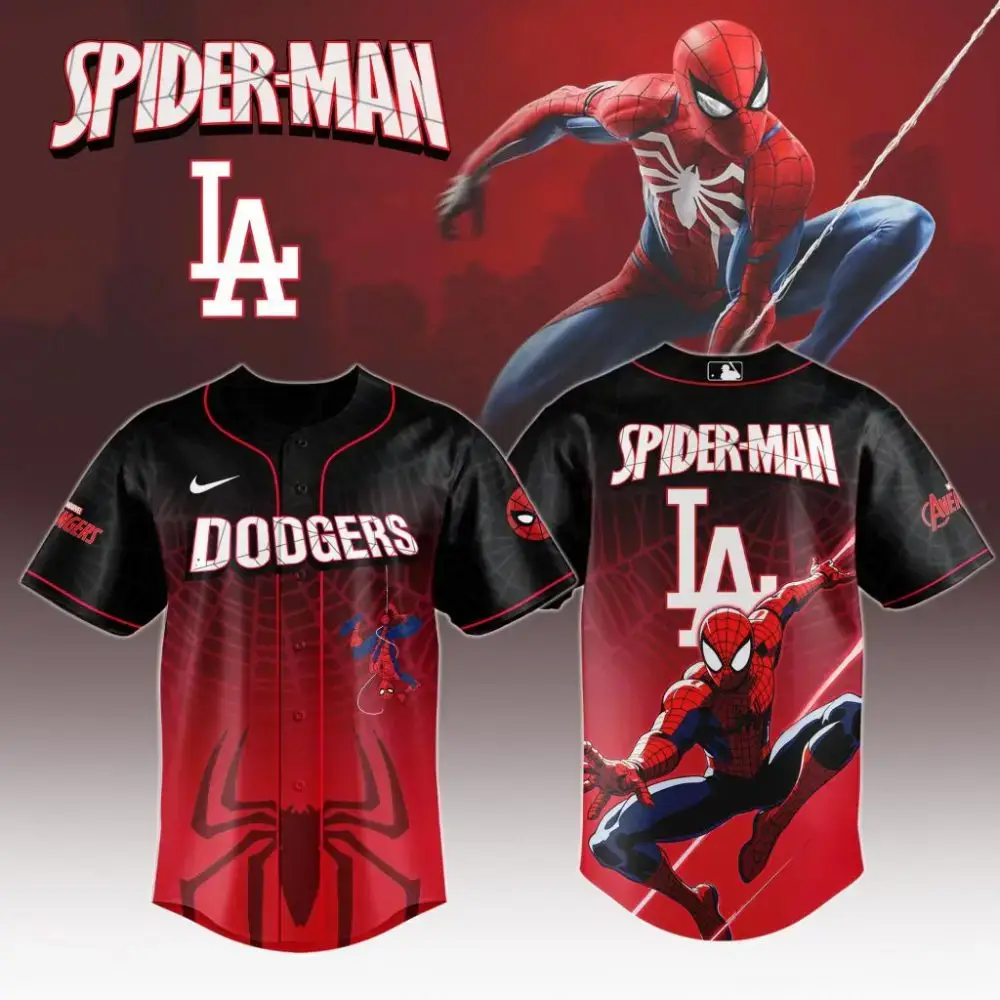 Premium Mlb Los Angeles Dodgers X Spider-Man Custom Baseball Jersey Image
