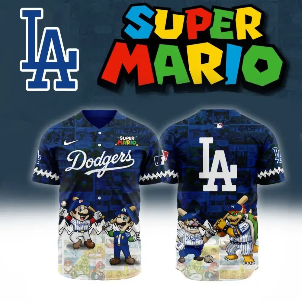 Premium Mlb Los Angeles Dodgers X Super Mario Custom Baseball Jersey Image