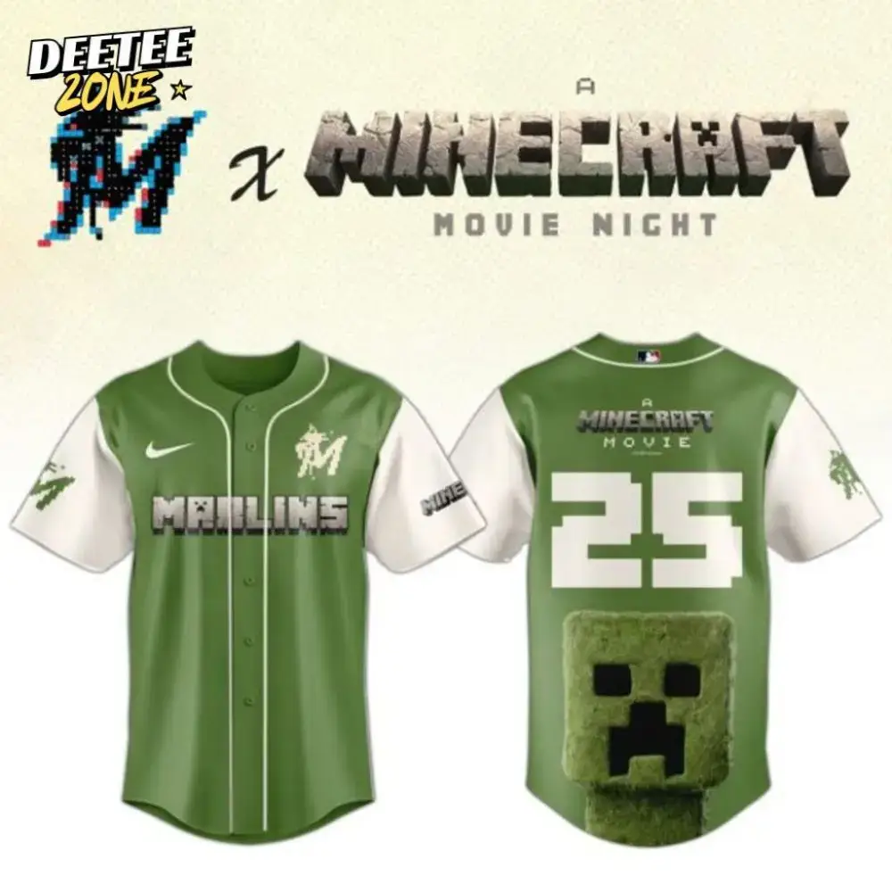 Premium Mlb Miami Marlins X A Minecraft Movie Custom Baseball Jersey Image
