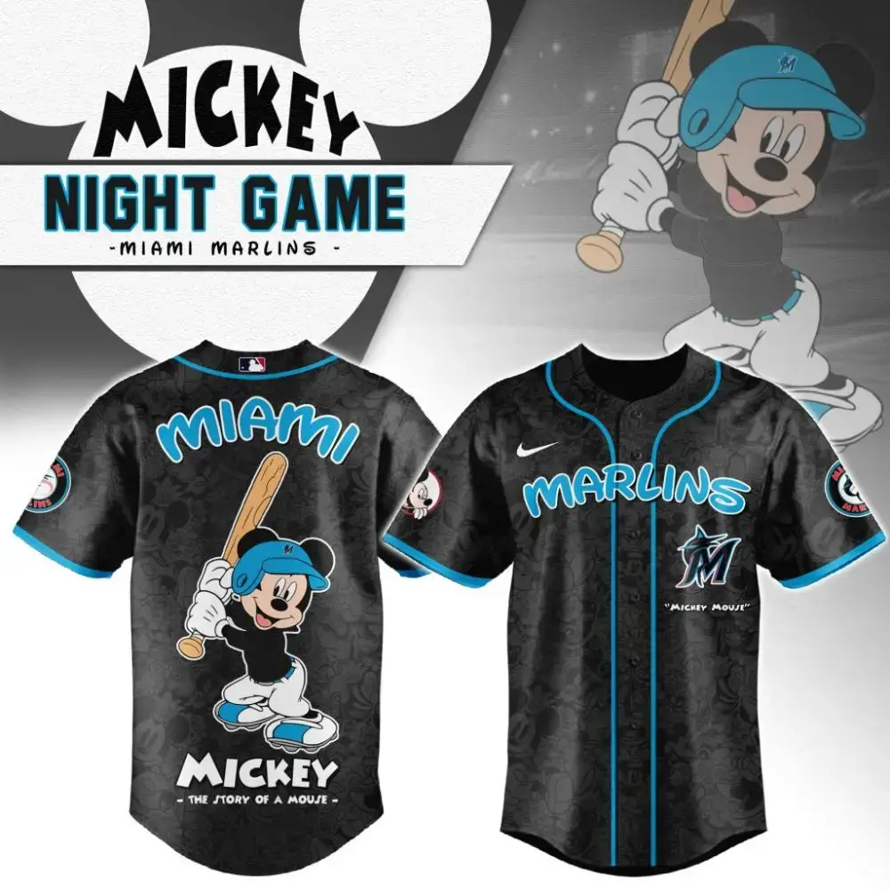 Premium Mlb Miami Marlins X Mickey Mouse Custom Baseball Jersey Image
