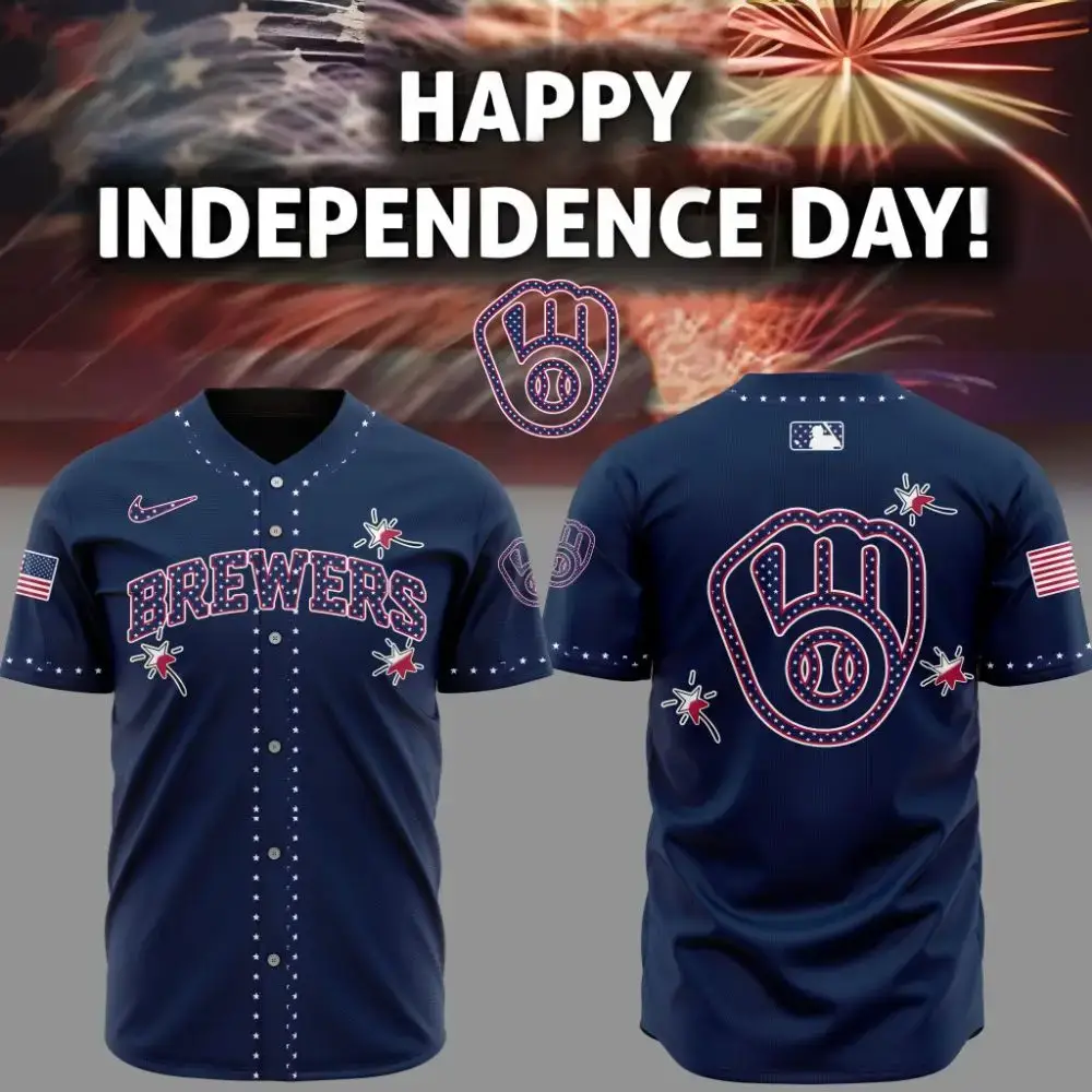 Premium Mlb Milwaukee Brewers Happy Independence Day Custom Baseball Jersey Image