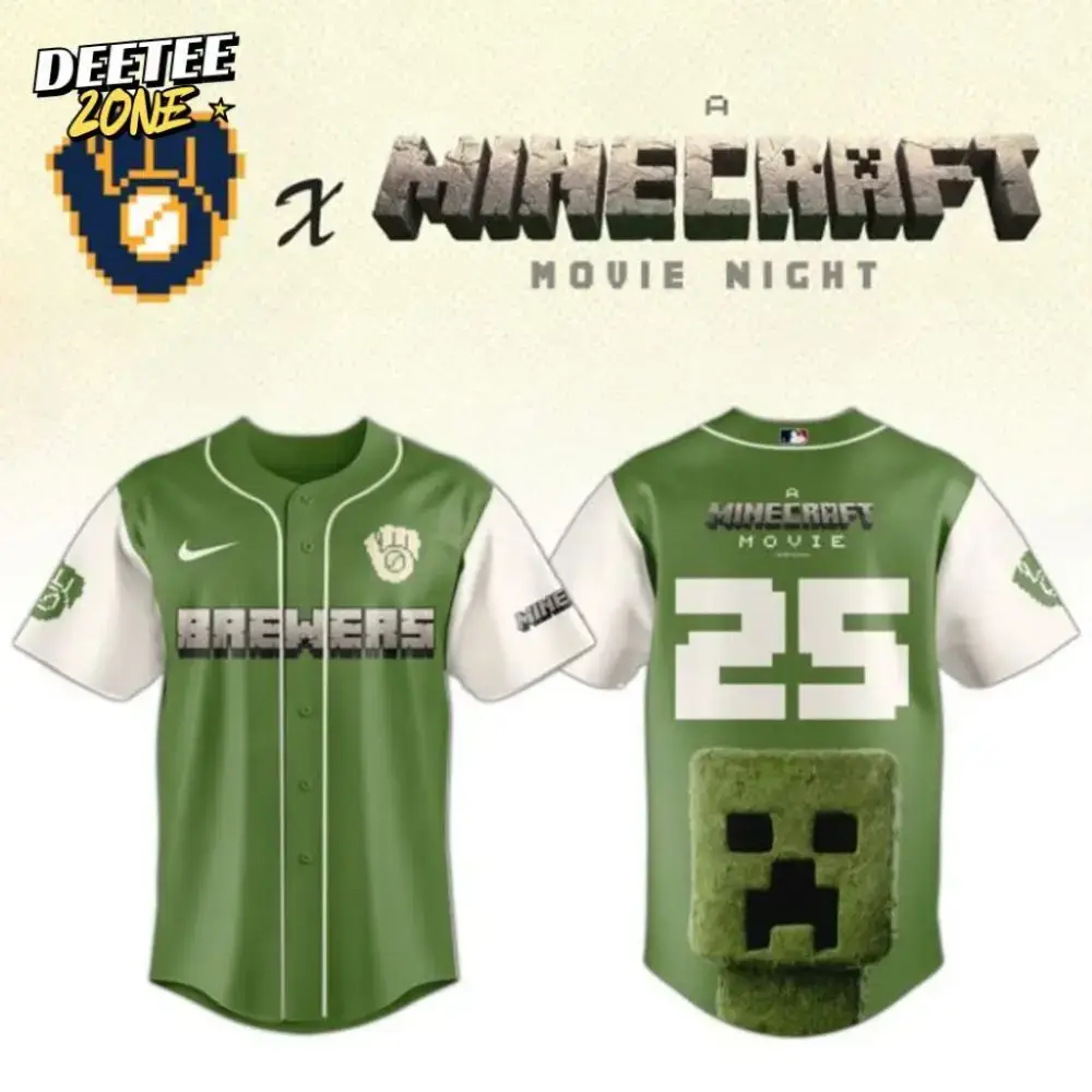 Premium Mlb Milwaukee Brewers X A Minecraft Movie Custom Baseball Jersey Image