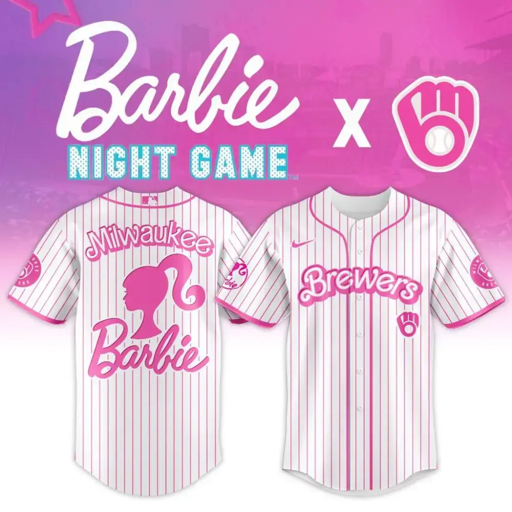 Premium Mlb Milwaukee Brewers X Barbie Custom Baseball Jersey Image