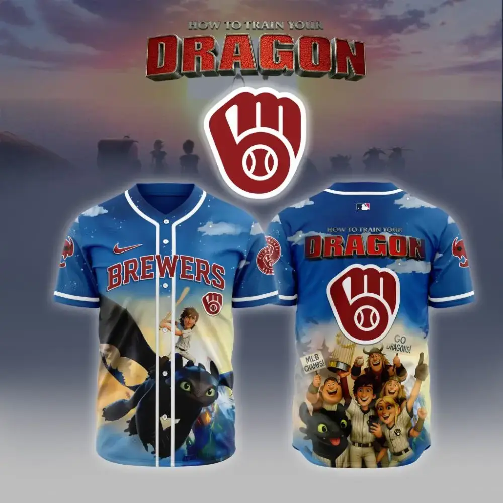 Premium Mlb Milwaukee Brewers X How To Train Your Dragon Custom Baseball Jersey Image