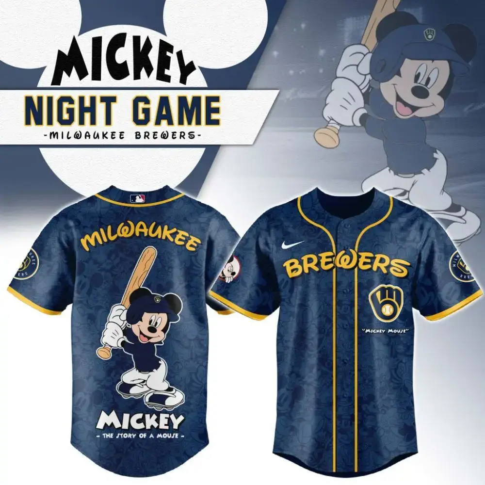 Premium Mlb Milwaukee Brewers X Mickey Mouse Custom Baseball Jersey Image