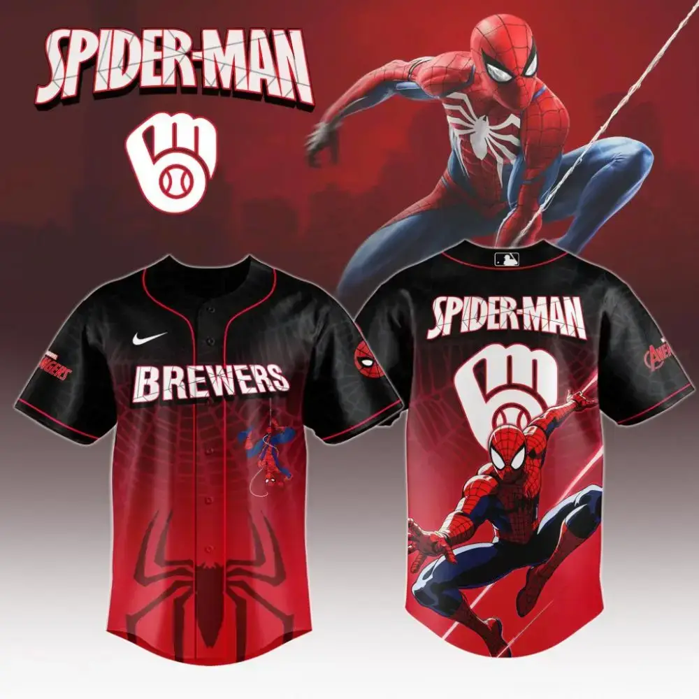 Premium Mlb Milwaukee Brewers X Spider-Man Custom Baseball Jersey Image