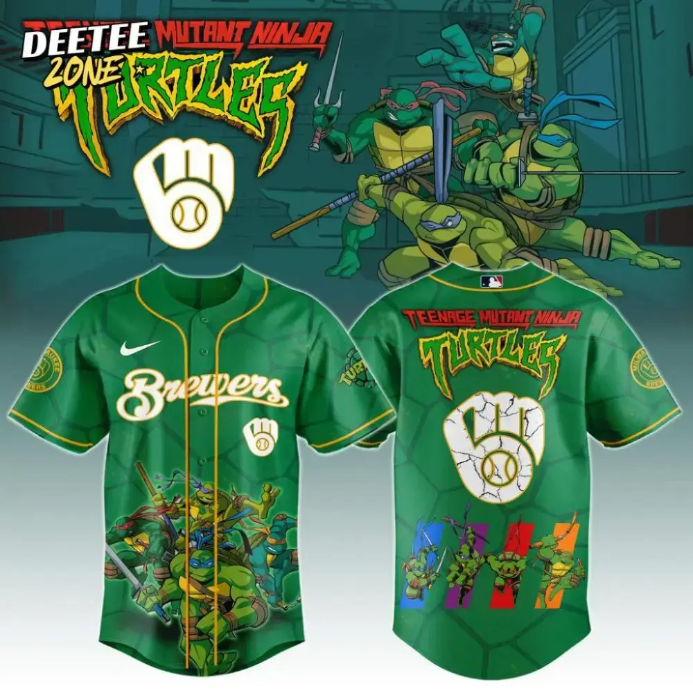 Premium Mlb Milwaukee Brewers X Teenage Mutant Ninja Turtles Custom Baseball Jersey Image