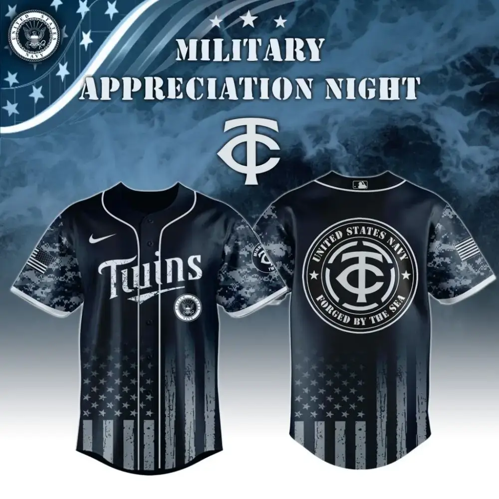 Premium Mlb Minnesota Twins Navy Military Appreciation Custom Baseball Jersey Image