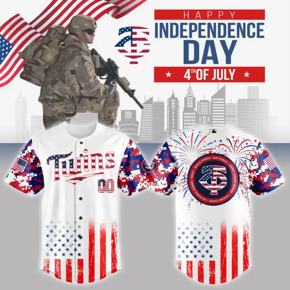 Premium Mlb Minnesota Twins Special The 4Th Of July Military Custom Baseball Jersey Image