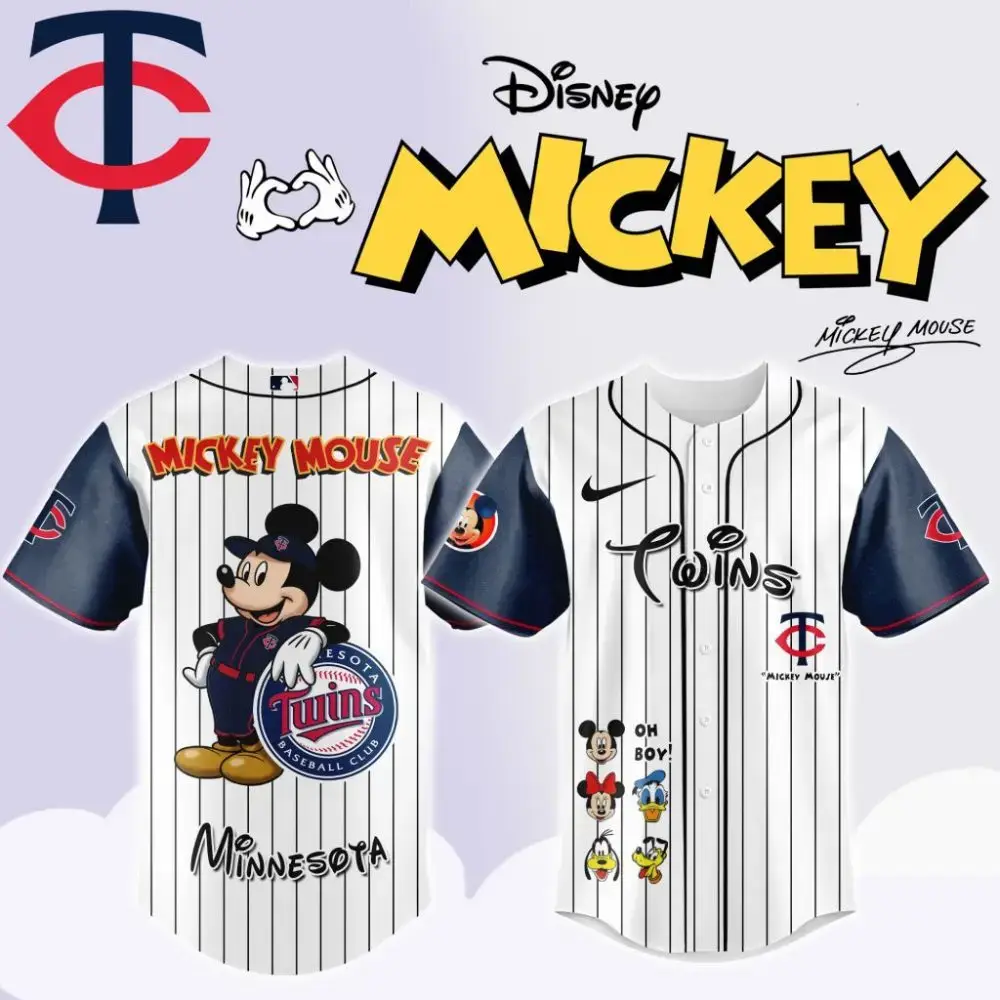 Premium Mlb Minnesota Twins X Mickey Mouse And Friends Custom Baseball Jersey Image