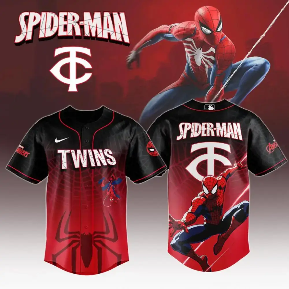 Premium Mlb Minnesota Twins X Spider-Man Custom Baseball Jersey Image