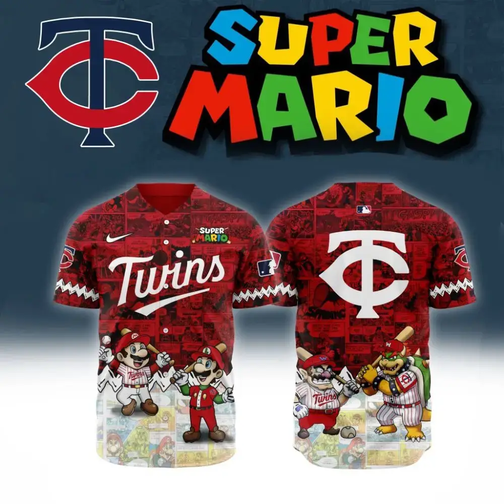 Premium Mlb Minnesota Twins X Super Mario Custom Baseball Jersey Image