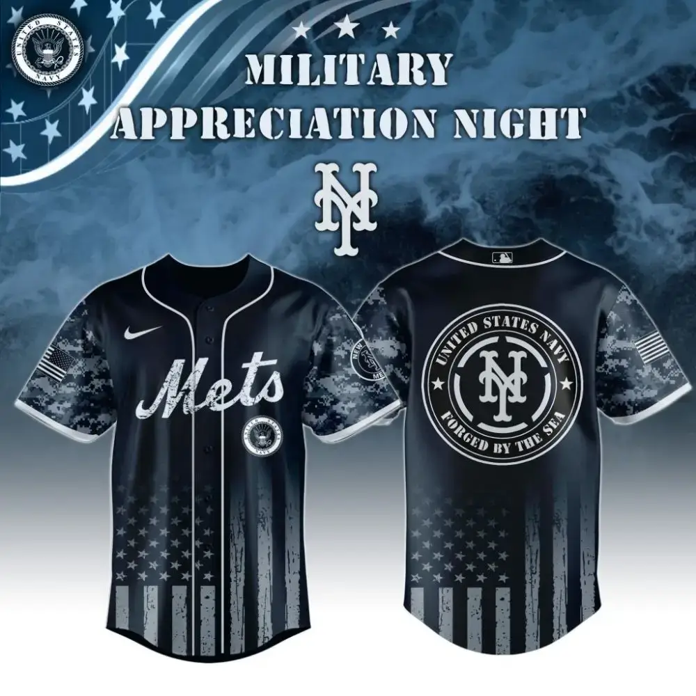 Premium Mlb New York Mets Navy Military Appreciation Custom Baseball Jersey Image