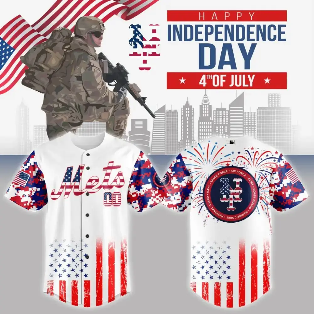 Premium Mlb New York Mets Special The 4Th Of July Military Custom Baseball Jersey Image