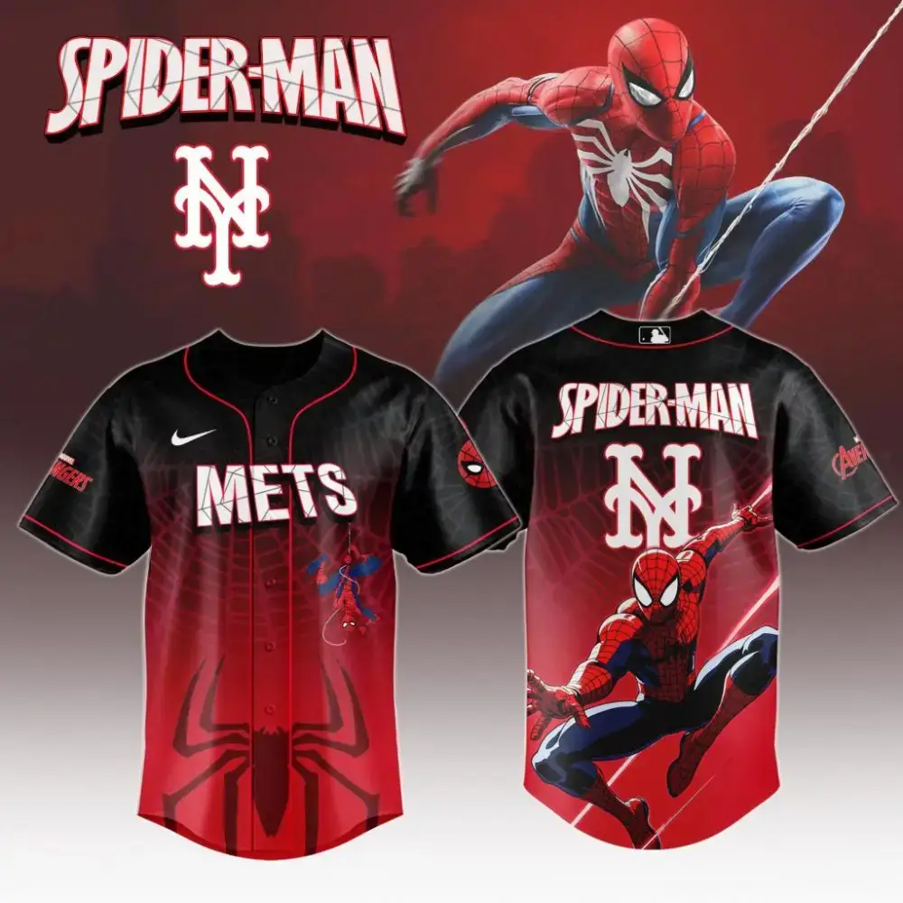 Premium Mlb New York Mets X Spider-Man Custom Baseball Jersey Image