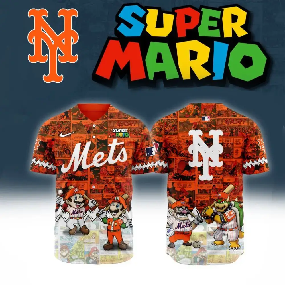 Premium Mlb New York Mets X Super Mario Custom Baseball Jersey Image
